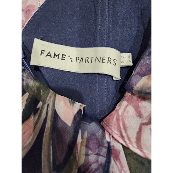 FAME and Partners Navy Floral Cold Shoulder Flowy Maxi Dress Gown, 4 - Picture 13 of 13